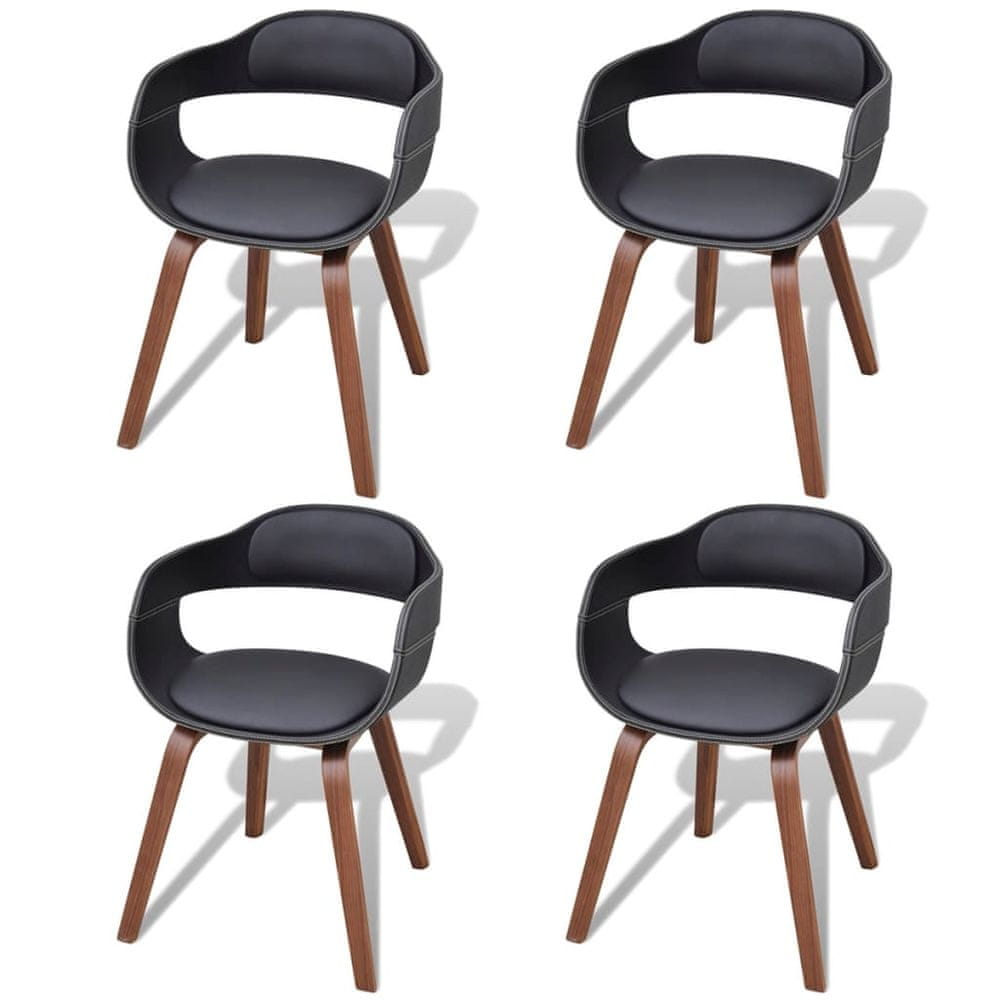 Petromila vidaXL Jedálenské stoličky 4 ks, čierne, ohýbané drevo a umelá koža
